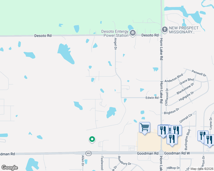 map of restaurants, bars, coffee shops, grocery stores, and more near 4475 Rolling Green Road in Horn Lake