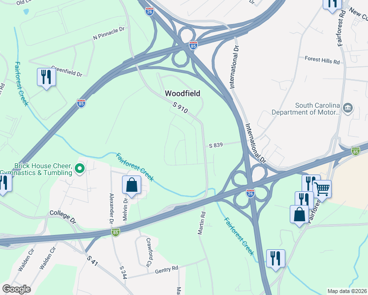 map of restaurants, bars, coffee shops, grocery stores, and more near 800-898 State Road S-42-796 in Spartanburg