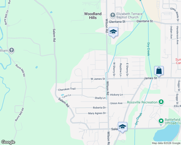map of restaurants, bars, coffee shops, grocery stores, and more near Put Road in Rossville