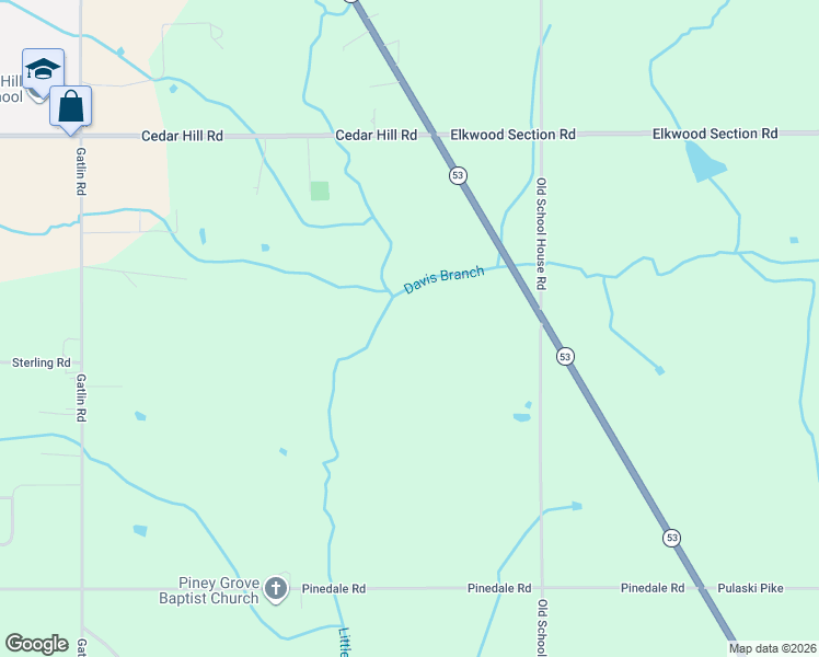 map of restaurants, bars, coffee shops, grocery stores, and more near 29836-29930 Alabama 53 in Ardmore