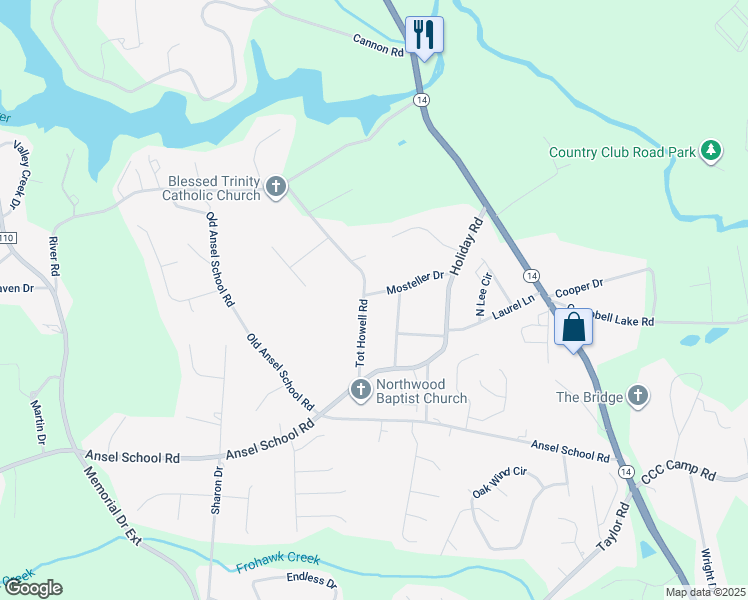 map of restaurants, bars, coffee shops, grocery stores, and more near 2529 Motherwell Drive in Greer
