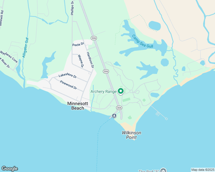 map of restaurants, bars, coffee shops, grocery stores, and more near 12030 North Carolina 306 in Minnesott Beach