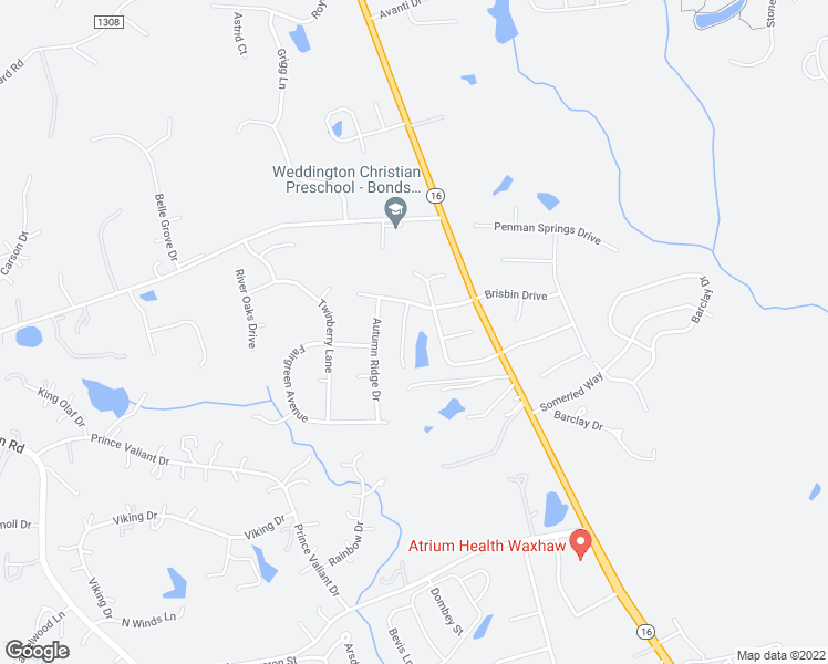 map of restaurants, bars, coffee shops, grocery stores, and more near 2409 Logan Field Drive in Waxhaw