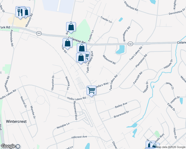 map of restaurants, bars, coffee shops, grocery stores, and more near 2274 Ebenezer Road in Rock Hill