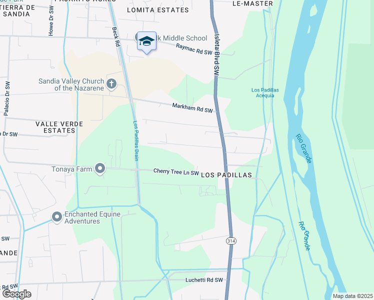 map of restaurants, bars, coffee shops, grocery stores, and more near 6647 Isleta Boulevard Southwest in Albuquerque