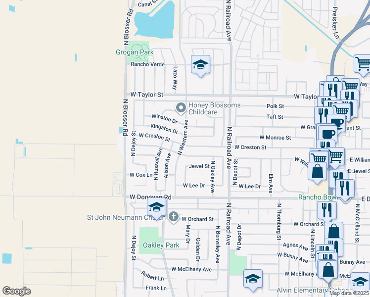 map of restaurants, bars, coffee shops, grocery stores, and more near 1726 North Western Avenue in Santa Maria