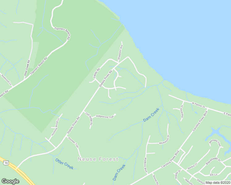 map of restaurants, bars, coffee shops, grocery stores, and more near 202 Huntcliff Road in New Bern