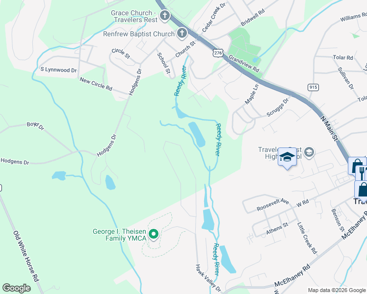 map of restaurants, bars, coffee shops, grocery stores, and more near in Travelers Rest