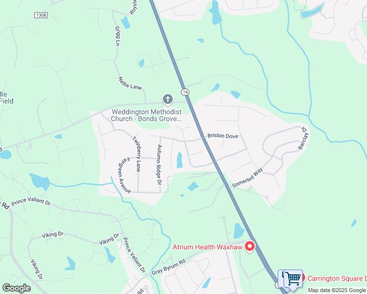 map of restaurants, bars, coffee shops, grocery stores, and more near 2404 Coltsgate Road in Waxhaw