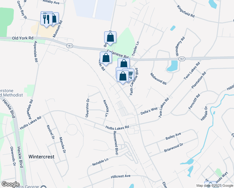 map of restaurants, bars, coffee shops, grocery stores, and more near 2331 Ebenezer Road in Rock Hill