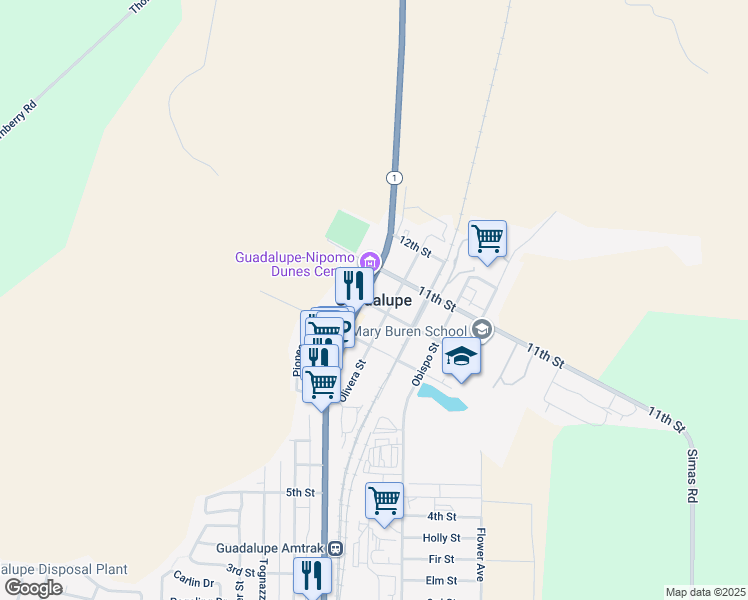 map of restaurants, bars, coffee shops, grocery stores, and more near in Guadalupe