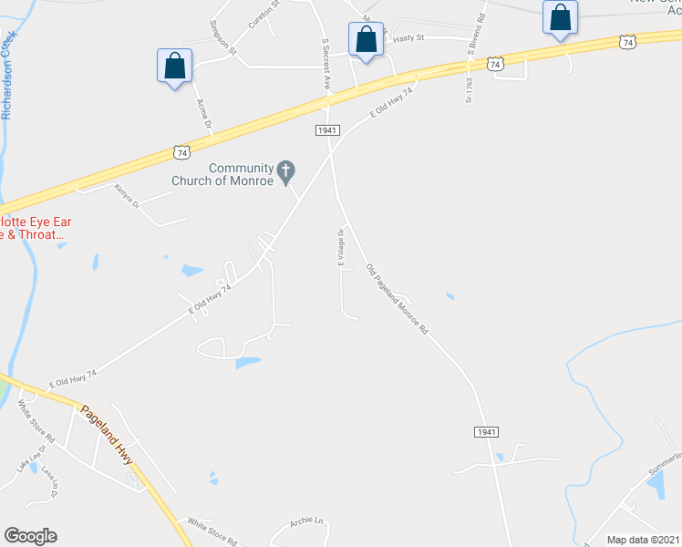 map of restaurants, bars, coffee shops, grocery stores, and more near 402 East Village Drive in Monroe