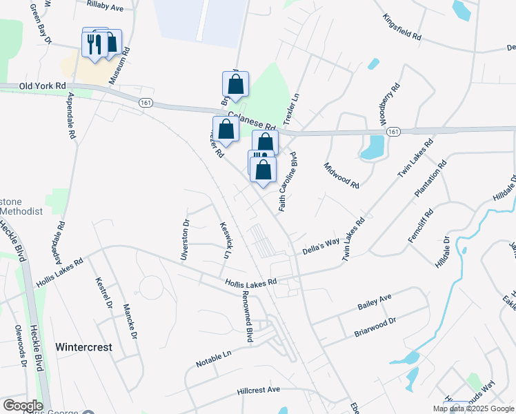 map of restaurants, bars, coffee shops, grocery stores, and more near 2357 Ridgerock Lane in Rock Hill