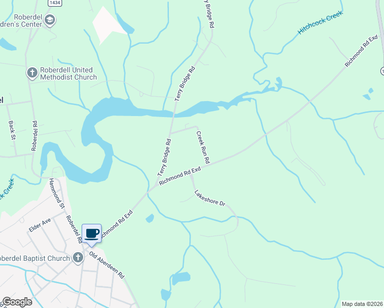 map of restaurants, bars, coffee shops, grocery stores, and more near 597 Richmond Road Exd in Rockingham