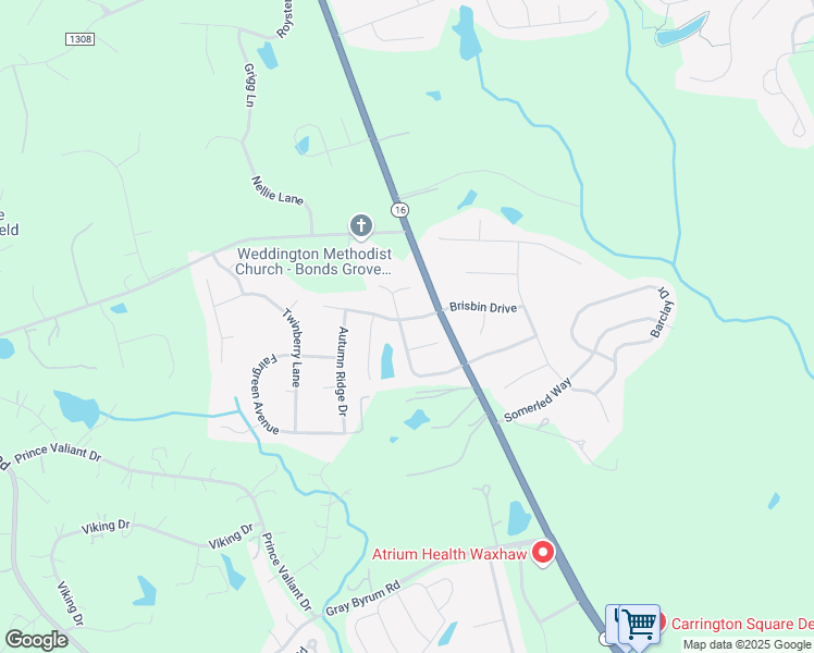map of restaurants, bars, coffee shops, grocery stores, and more near 2401 Coltsgate Road in Waxhaw
