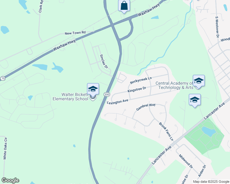 map of restaurants, bars, coffee shops, grocery stores, and more near 2400 Kingstree Drive in Monroe