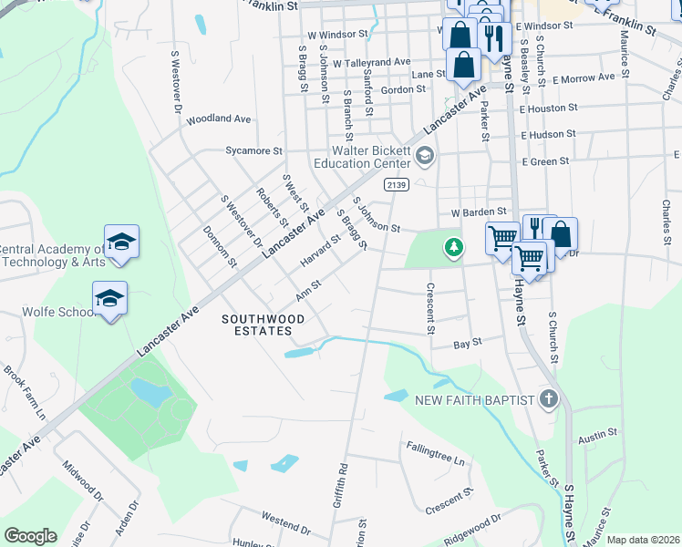 map of restaurants, bars, coffee shops, grocery stores, and more near 1004 Walters Street in Monroe