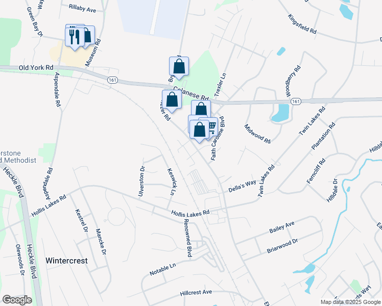 map of restaurants, bars, coffee shops, grocery stores, and more near 2341 Ebenezer Road in Rock Hill