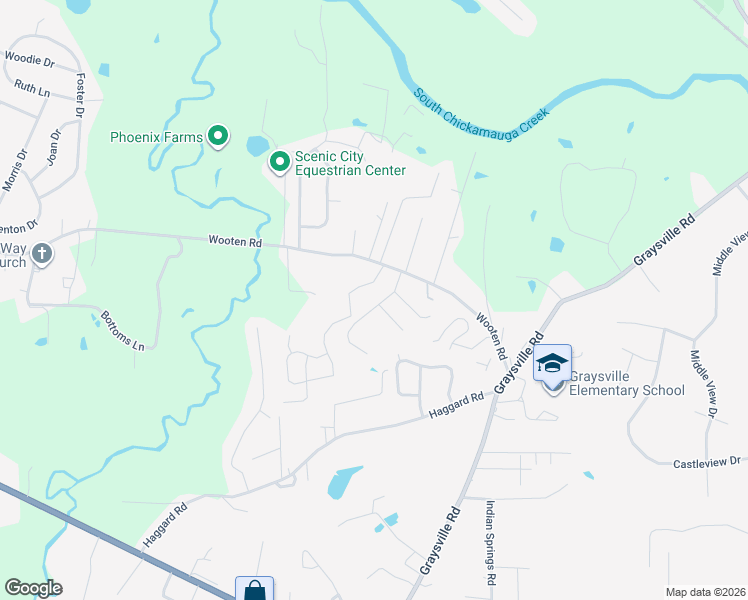 map of restaurants, bars, coffee shops, grocery stores, and more near 26 Sherwood Forest Drive in Ringgold