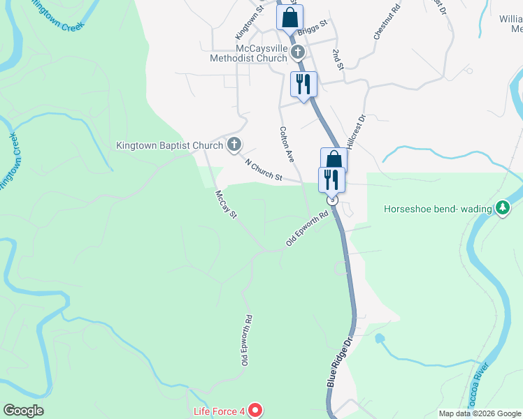 map of restaurants, bars, coffee shops, grocery stores, and more near 222 Vellenorth Road in Blue Ridge
