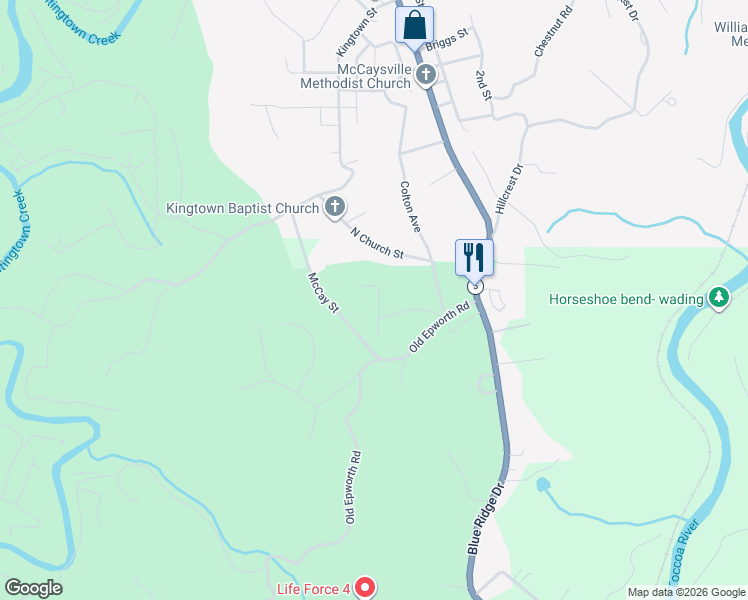 map of restaurants, bars, coffee shops, grocery stores, and more near 222 Vellenorth Road in Blue Ridge