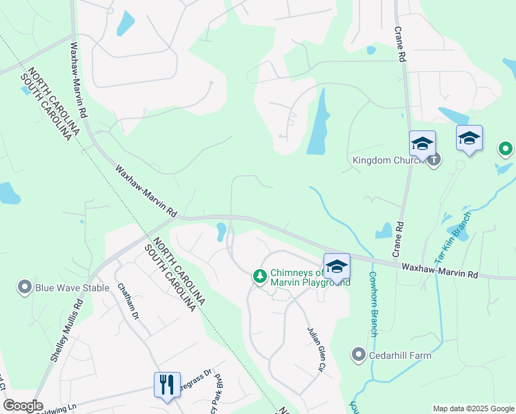 map of restaurants, bars, coffee shops, grocery stores, and more near 2311 Waxhaw-Marvin Road in Waxhaw