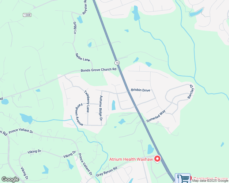 map of restaurants, bars, coffee shops, grocery stores, and more near 8500 Cutters Spring Drive in Waxhaw