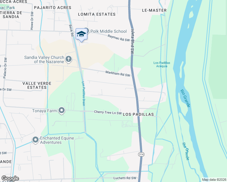 map of restaurants, bars, coffee shops, grocery stores, and more near 1824 Coe Road Southwest in Albuquerque