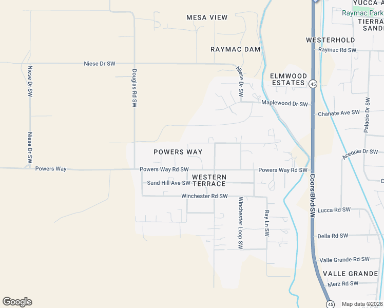 map of restaurants, bars, coffee shops, grocery stores, and more near 5527 Seco Avenue Southwest in Albuquerque