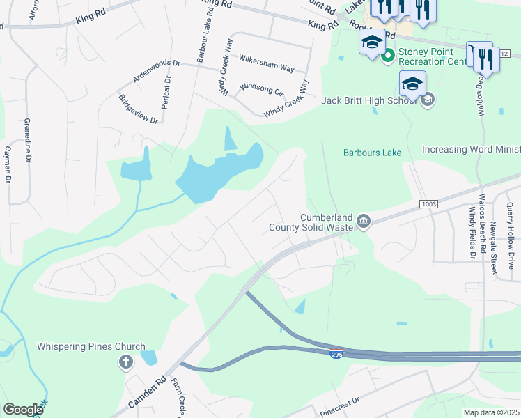 map of restaurants, bars, coffee shops, grocery stores, and more near 4214 Harbin Walk Lane in Fayetteville