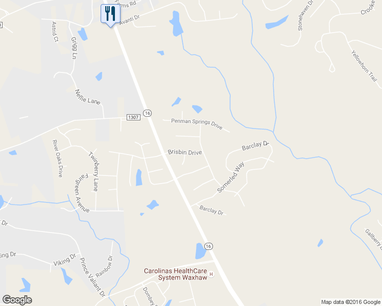 map of restaurants, bars, coffee shops, grocery stores, and more near 8116 Brisbin Drive in Waxhaw