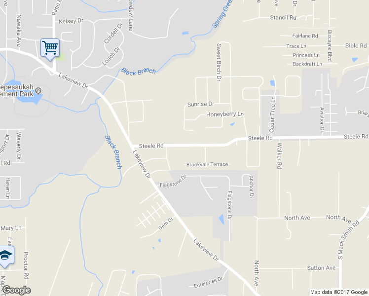 map of restaurants, bars, coffee shops, grocery stores, and more near 264 Steele Road in Rossville