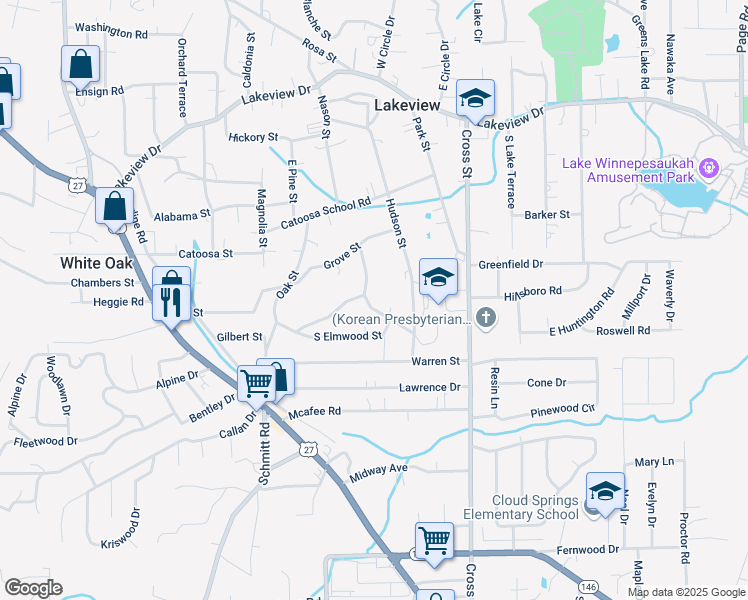 map of restaurants, bars, coffee shops, grocery stores, and more near 134 Chestnut Street in Rossville