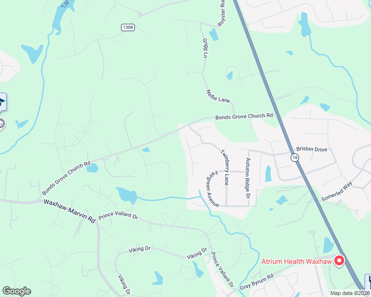 map of restaurants, bars, coffee shops, grocery stores, and more near 2328 River Oaks Drive in Waxhaw