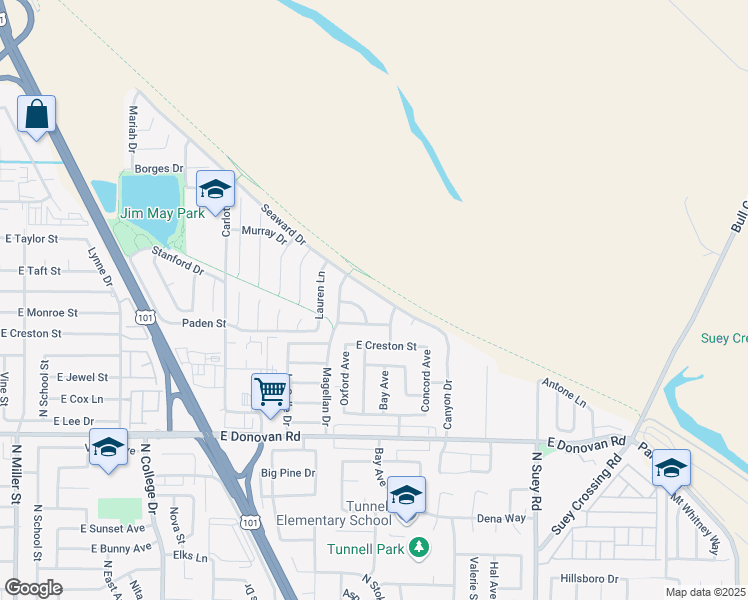 map of restaurants, bars, coffee shops, grocery stores, and more near 1206 Seaward Drive in Santa Maria