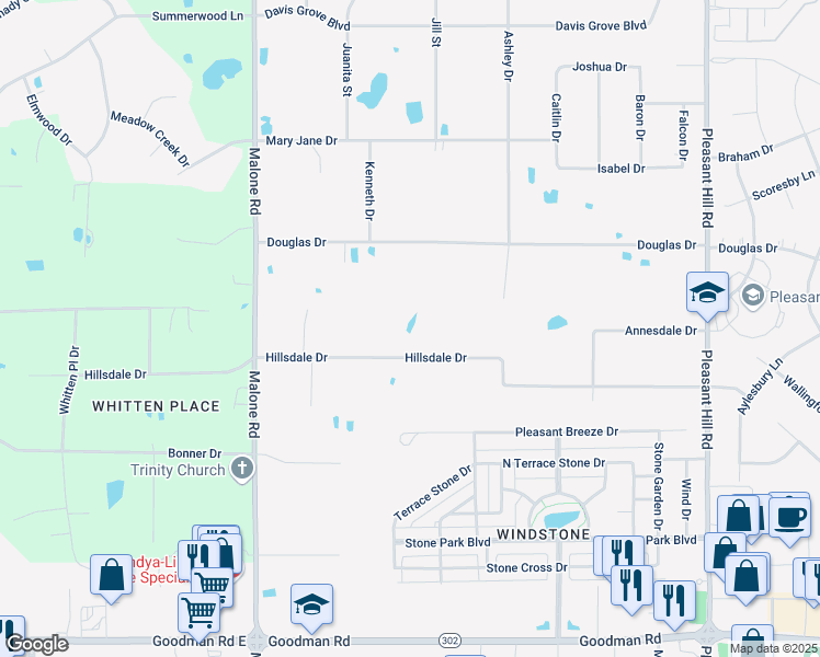 map of restaurants, bars, coffee shops, grocery stores, and more near 4338 Hillsdale Drive in Olive Branch