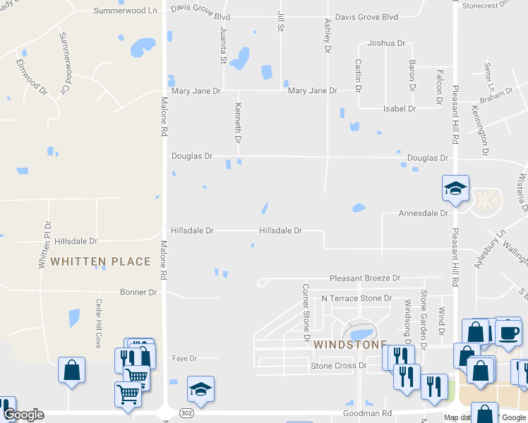 map of restaurants, bars, coffee shops, grocery stores, and more near 4338 Hillsdale Drive in Olive Branch