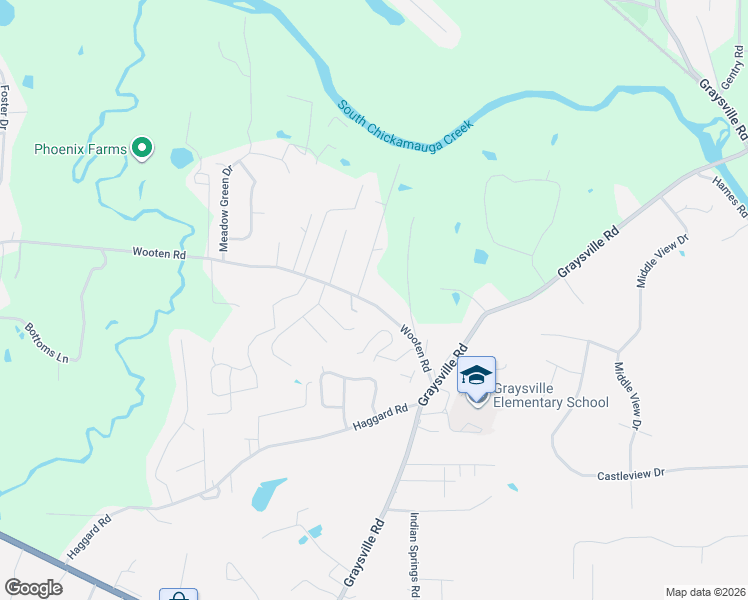 map of restaurants, bars, coffee shops, grocery stores, and more near 1369 Wooten Road in Ringgold