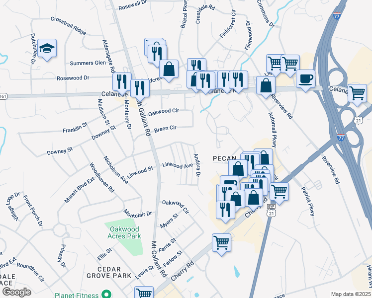 map of restaurants, bars, coffee shops, grocery stores, and more near 1578 Tuckers Glenn Dr in Rock Hill