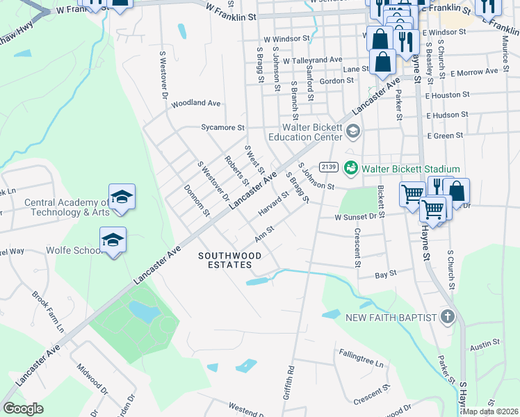map of restaurants, bars, coffee shops, grocery stores, and more near 1202 Harvard Street in Monroe