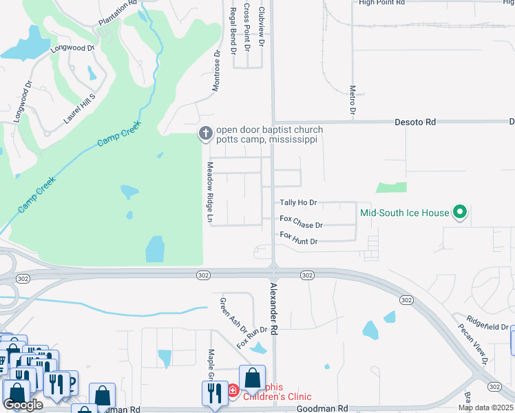 map of restaurants, bars, coffee shops, grocery stores, and more near 7677 Alexanders Crossing Drive in Olive Branch
