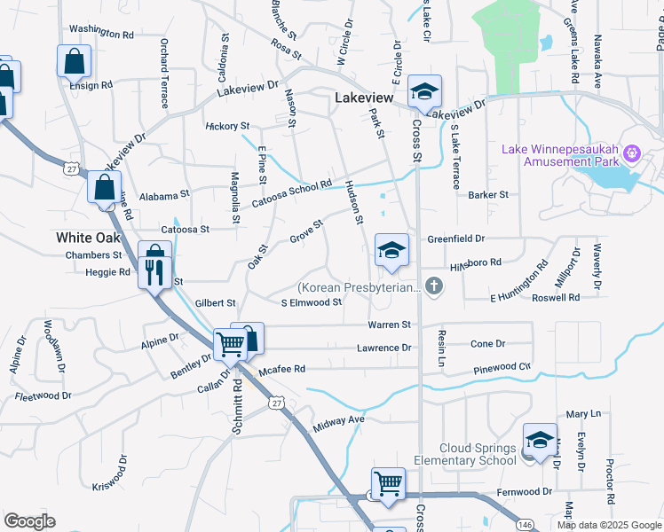 map of restaurants, bars, coffee shops, grocery stores, and more near 134 Chestnut Street in Rossville
