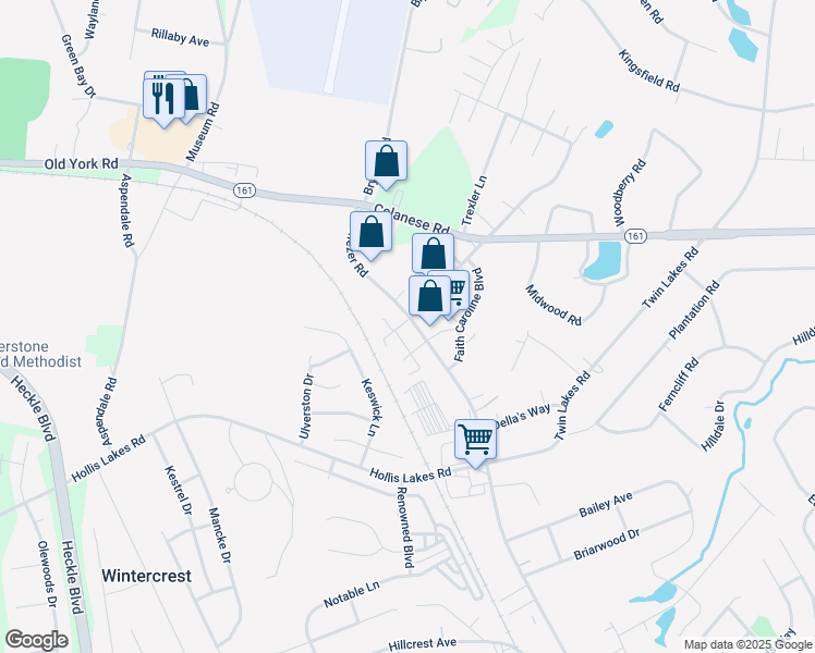 map of restaurants, bars, coffee shops, grocery stores, and more near 2341 Ebenezer Road in Rock Hill