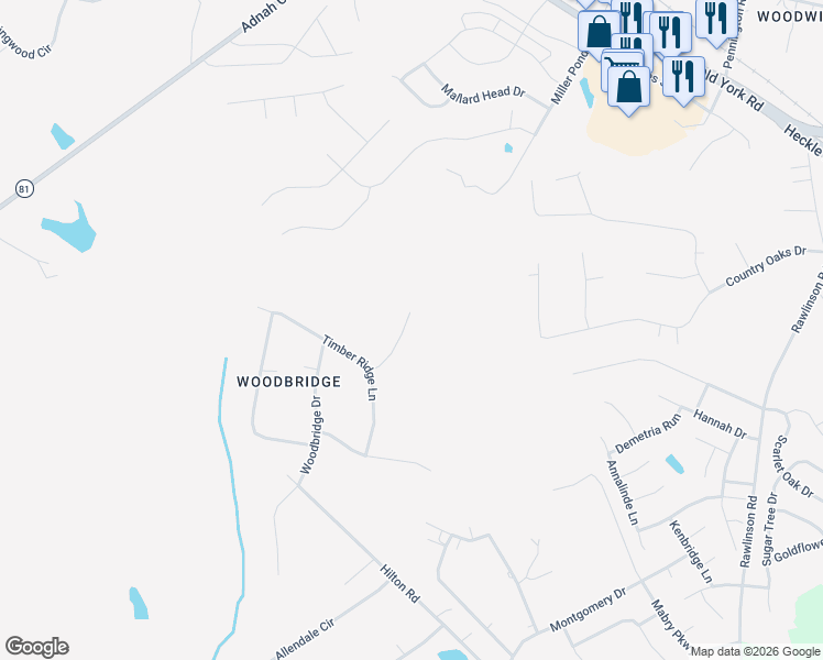map of restaurants, bars, coffee shops, grocery stores, and more near 462 Forestwood Road in Rock Hill