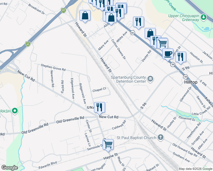 map of restaurants, bars, coffee shops, grocery stores, and more near 191 Chapel Court in Saxon