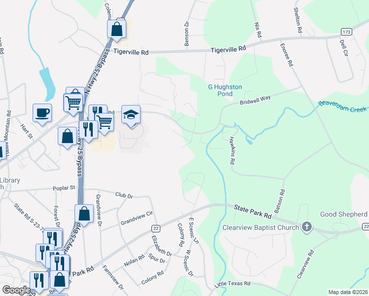 map of restaurants, bars, coffee shops, grocery stores, and more near in Travelers Rest