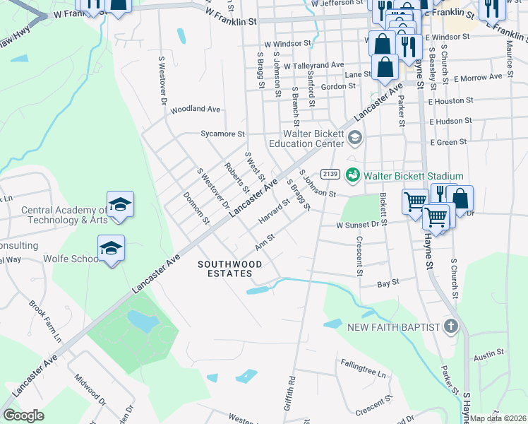 map of restaurants, bars, coffee shops, grocery stores, and more near 1202 Harvard Street in Monroe