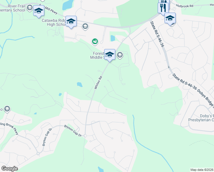 map of restaurants, bars, coffee shops, grocery stores, and more near 385 Praline Way in Fort Mill