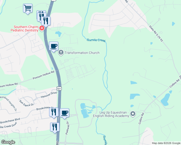 map of restaurants, bars, coffee shops, grocery stores, and more near 8918 Charlotte Highway in Indian Land