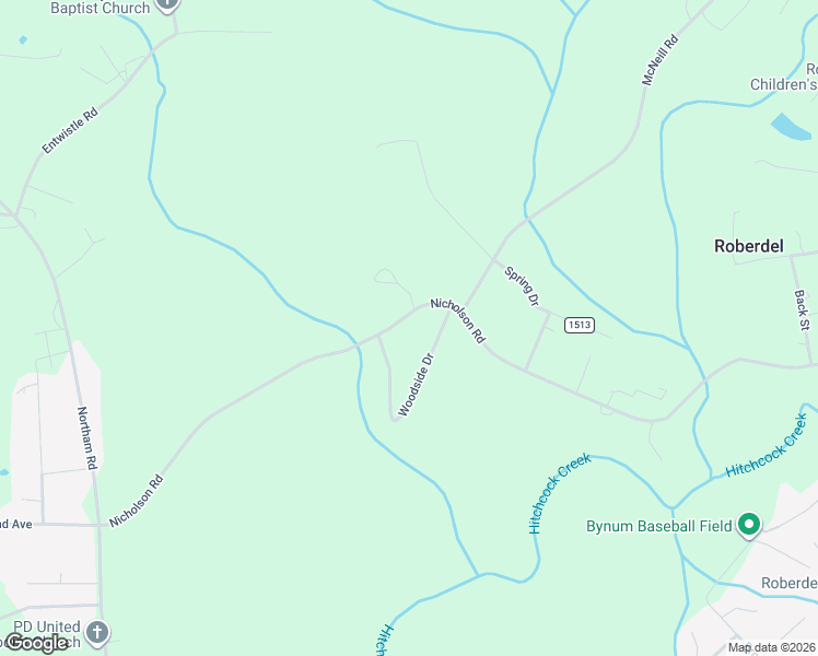 map of restaurants, bars, coffee shops, grocery stores, and more near 179 Woodside Drive in Rockingham